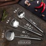 Small Yosukata 43 cm Köksredskap Set: Wokspatel, Wokslev och Skumsked (rostfritt stål)
