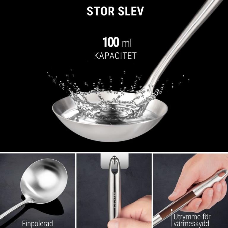 Yosukata 43 cm Köksredskap Set: Wokspatel, Wokslev och Skumsked (rostfritt stål)