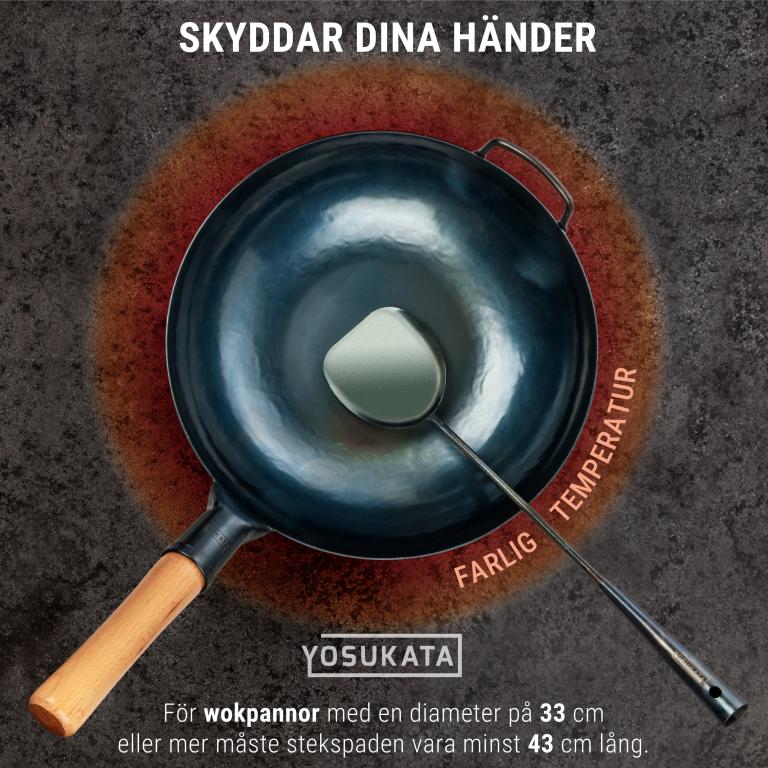 Yosukata 43 cm Köksredskap Set: Wok Spatel, Slev och 3 Par Wok Pinnar i Bambu (Förkryddade) 