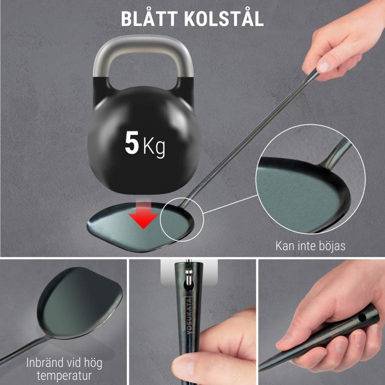 Yosukata 43 cm Köksredskap Set: Wok Spatel, Slev och 3 Par Wok Pinnar i Bambu (Förkryddade) 