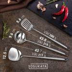 Small Yosukata 43 cm Köksredskap Set: Wokspatel, Wokslev och Stekspatel (rostfritt stål)