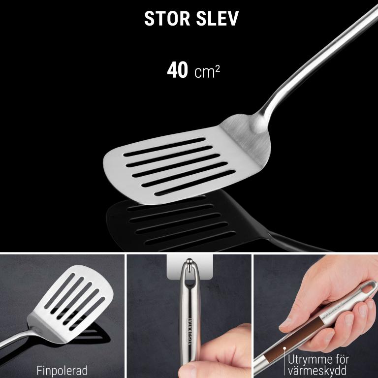 Yosukata 43 cm Köksredskap Set: Wokspatel, Wokslev och Stekspatel (rostfritt stål)