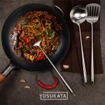 Small Yosukata 43 cm Köksredskap Set: Wokspatel, Wokslev och Stekspatel (rostfritt stål)