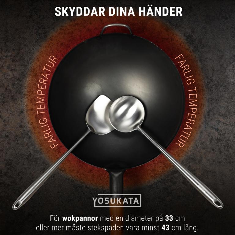 Yosukata 43 cm Köksredskap Set: Wok Spatel och Slev (rostfritt stål)