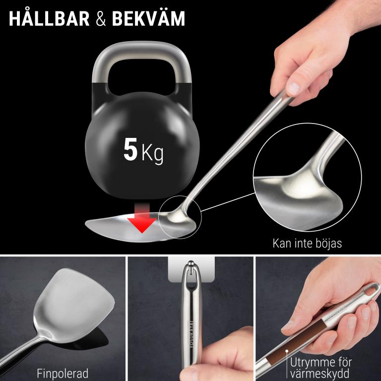 Yosukata 43 cm Köksredskap Set: Wok Spatel och Slev (rostfritt stål)