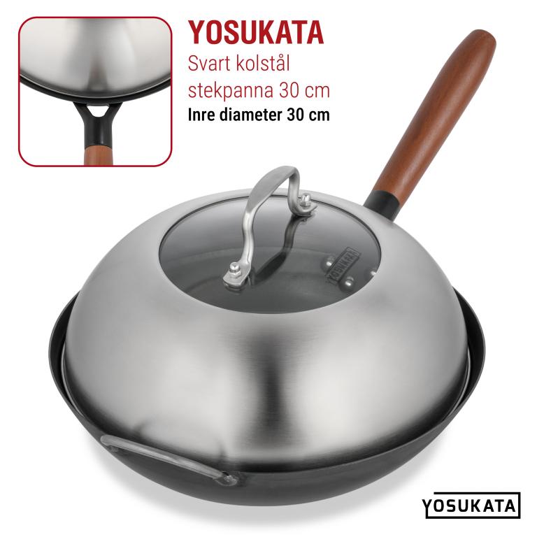 Yosukata 29 cm Woklock (rostfritt stål, insats av härdat glas)