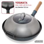 Small Yosukata 34,5 cm Woklock (rostfritt stål, insats av härdat glas)