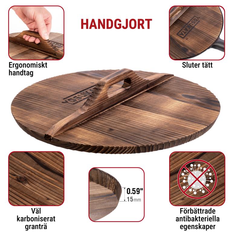 Yosukata 34 cm Woklock i trä (med karboniserad yta)