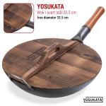Small Yosukata 34 cm Woklock i trä (med karboniserad yta)