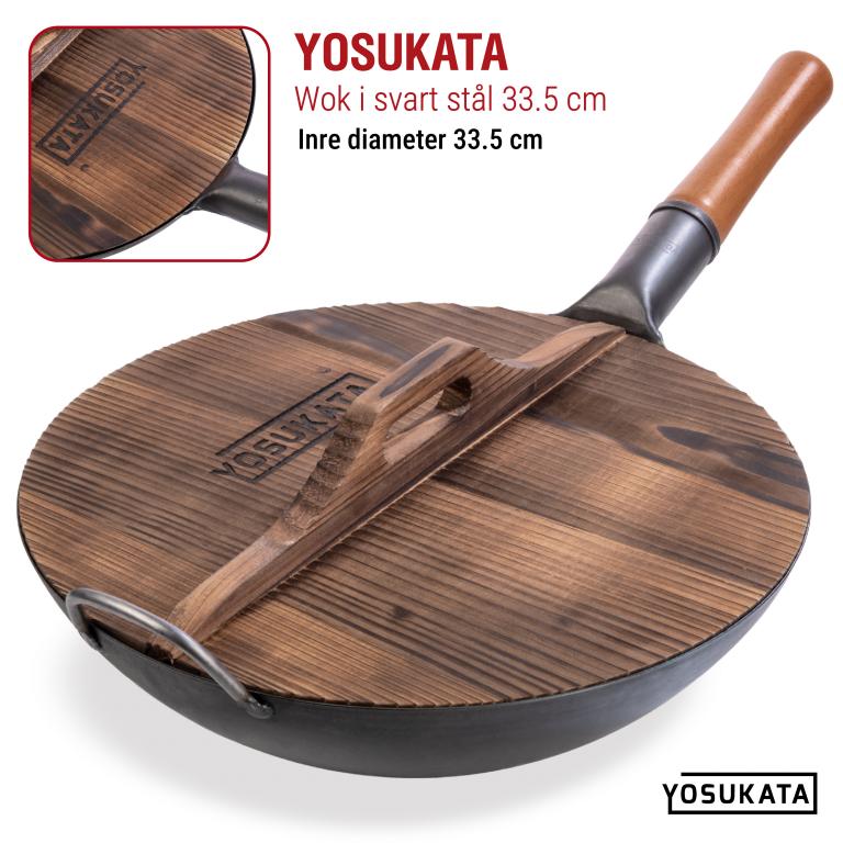 Yosukata 34 cm Woklock i trä (med karboniserad yta)