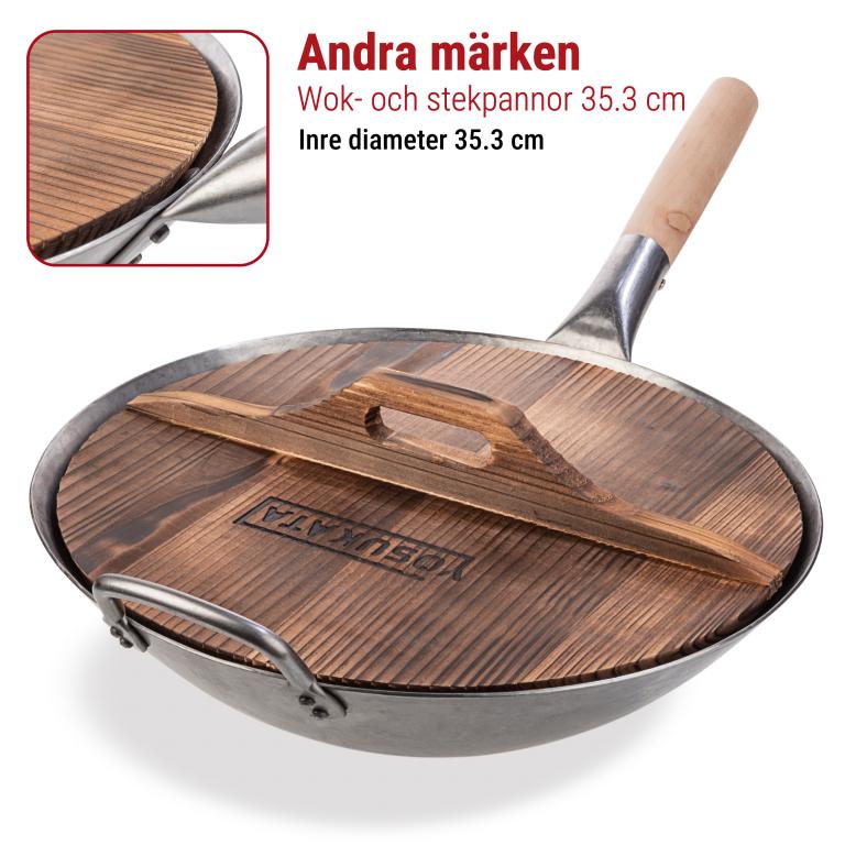 Yosukata 34 cm Woklock i trä (med karboniserad yta)