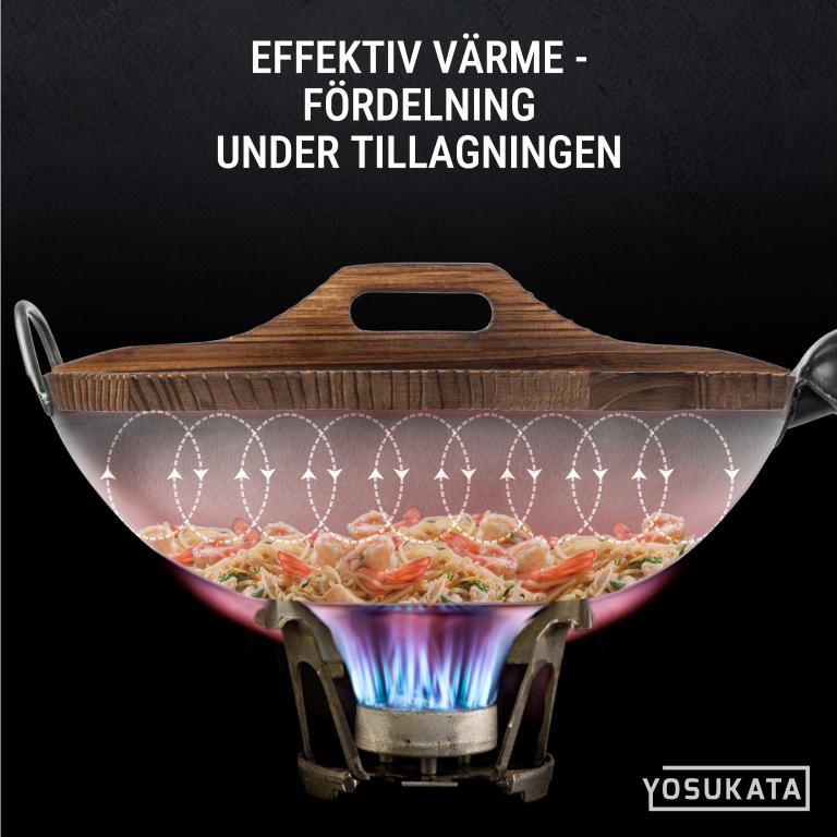 Yosukata 34 cm Woklock i trä (med karboniserad yta)