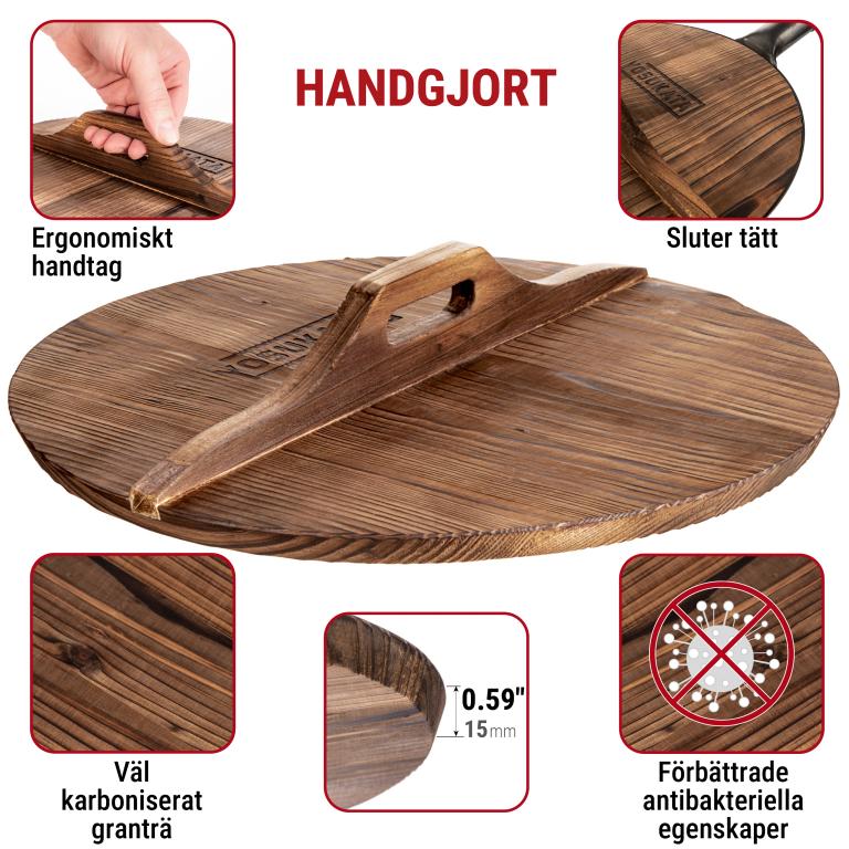 Yosukata 36 cm Woklock i trä (med karboniserad yta)