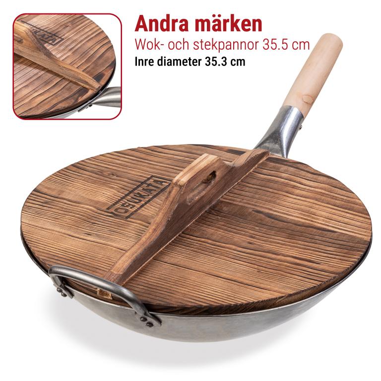 Yosukata 36 cm Woklock i trä (med karboniserad yta)