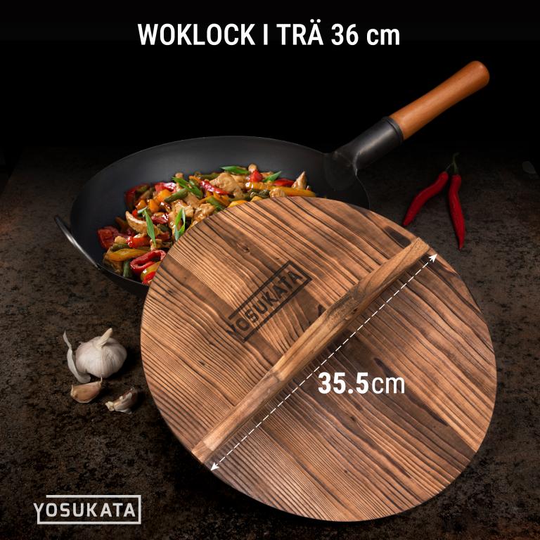 Yosukata 36 cm Woklock i trä (med karboniserad yta)