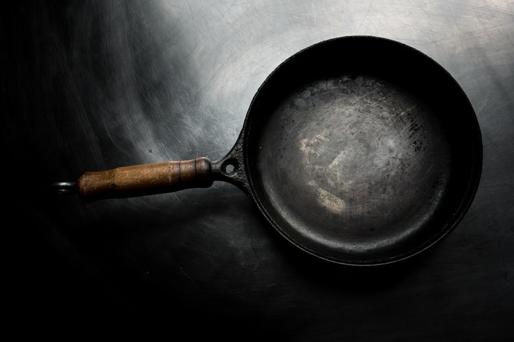 A cast iron skillet