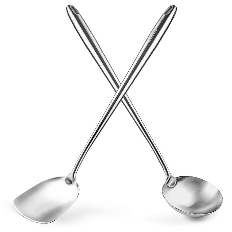 Yosukata 43 cm Köksredskap Set: Wok Spatel och Slev (rostfritt stål)