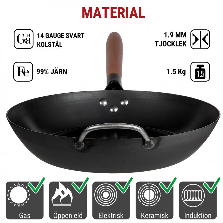 Yosukata 30 cm Stekpanna i svart kolstål (Förvärmd)