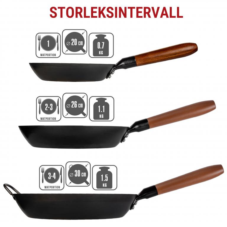 Yosukata 30 cm Stekpanna i svart kolstål (Förvärmd)