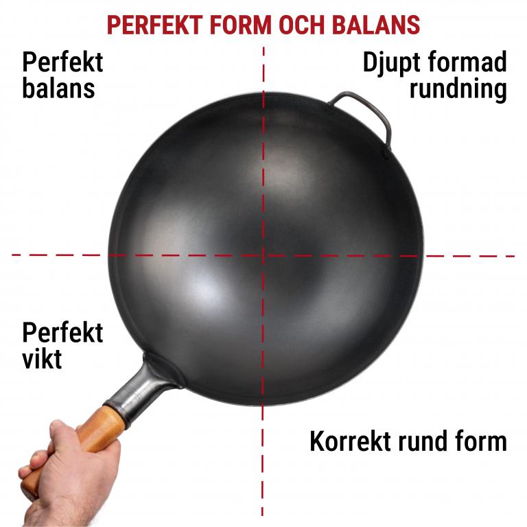 Yosukata 36 cm Wok i svart kolstål (Rund botten, Förvärmda)