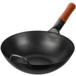 Small Yosukata 30 cm Wok i svart  kolstål (Platt botten, Förvärmda)